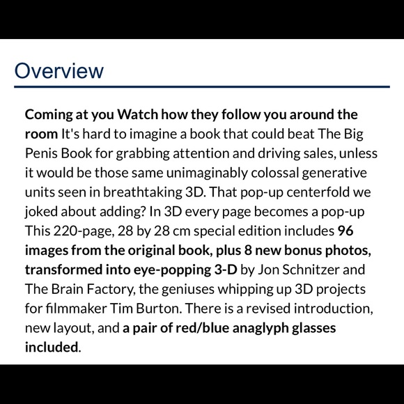 RARE The Big Penis Book 3D - Picture 2 of 16
